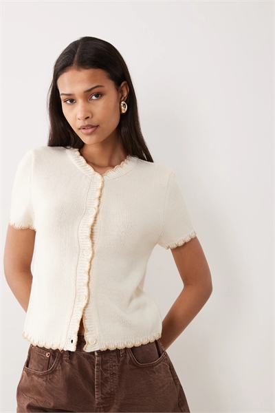 Кардиган с короткими рукавами и отстрочкой артикул 156221995