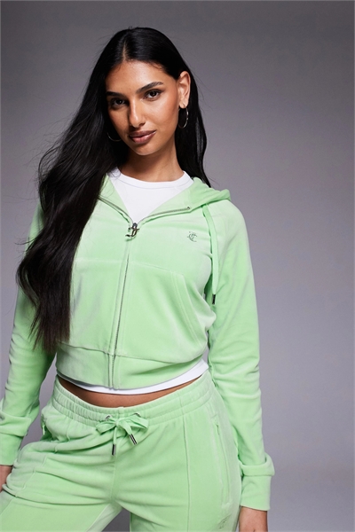 Худи с капюшоном из велюра на молнии с логотипом, обведенным стразами co-ord артикул 154747757