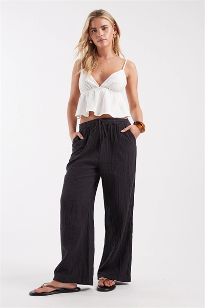 Брюки с широкими брючинами из марли артикул 153716183