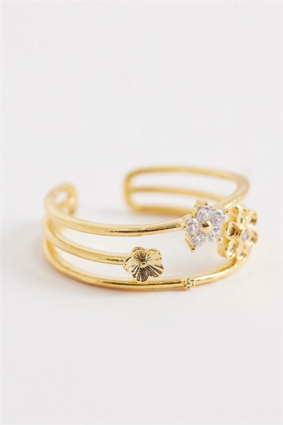 Регулируемое кольцо с цветочным узором в клетчатом стиле артикул 153816925