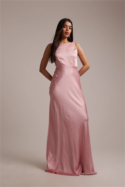 Атласное макси-платье без рукавов с капюшоном на спине для подружек невесты артикул 154049773