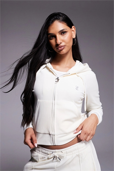 Худи с капюшоном из велюра на молнии с логотипом, обведенным стразами co-ord артикул 154747758