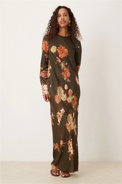 Макси-платье-комбинация из матового сатина с швами артикул 149922576