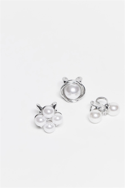 Эксклюзивный набор из 3 колец с крупными жемчужинами артикул 152352135