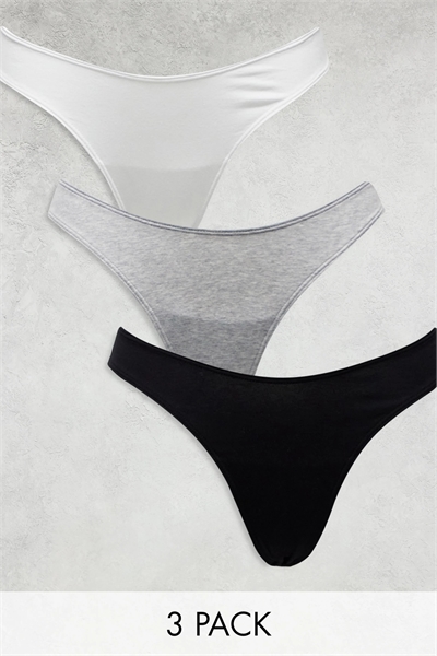 Набор из 3-х хлопковых стрингов Nellie с V-образным вырезом спереди артикул 133559784