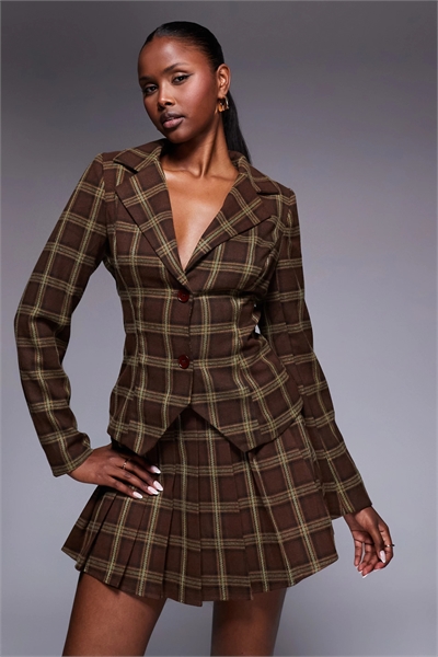 Эксклюзивный приталенный блейзер в клетку в стиле 90-х co-ord артикул 149633520