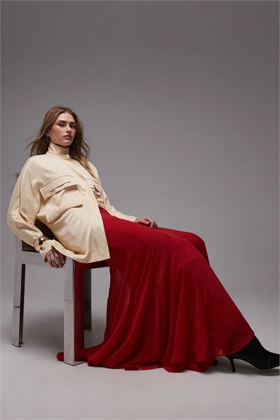 Юбка-кльош из шифона макси артикул 153593506