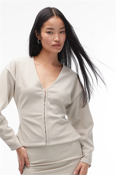 Топ с ребристыми рукавами-балонами co-ord артикул 144437641