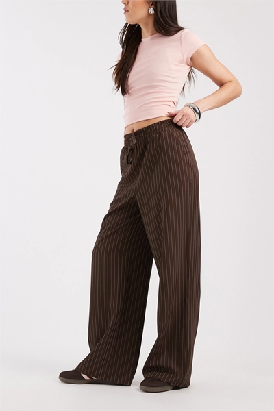 Брюки с широкими брючинами в тонкую полоску артикул 153786598