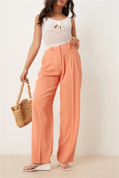 Брюки с прямым кроем и складками артикул 142911230