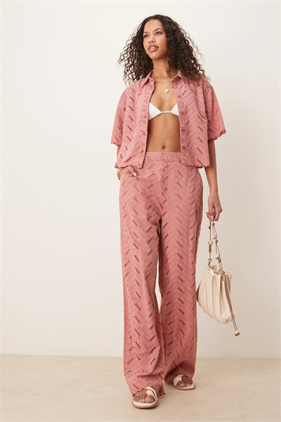 Брюки свободного кроя с геометрическим вышитым узором co-ord артикул 141221054