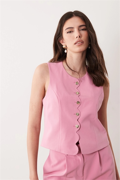 Жилет с косыми вырезами, с коваными пуговицами, скроенный по фигуре co-ord артикул 155402400