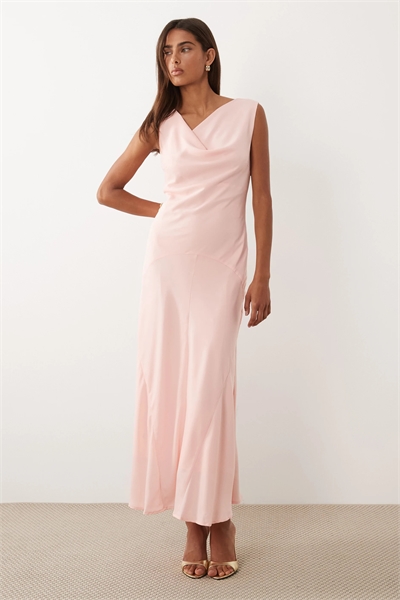 Макси-платье с атласным верхом артикул 154692047