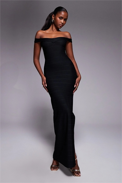 Эксклюзивное макси-платье с бандажным вырезом под грудью и разрезом сбоку артикул 151522746