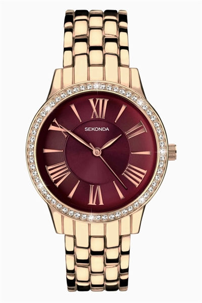 Часы Charlotte с круглым циферблатом диаметром 33 мм, розовое золото артикул 152188947