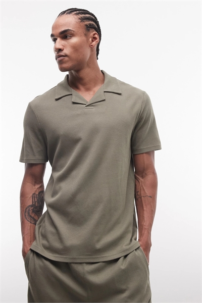 Рубашка с ребристыми полосками и отложным воротником co-ord артикул 156088268