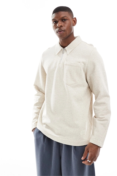 Свитшот-поло с полузастежкой-молнией и нашитым логотипом артикул 141704326