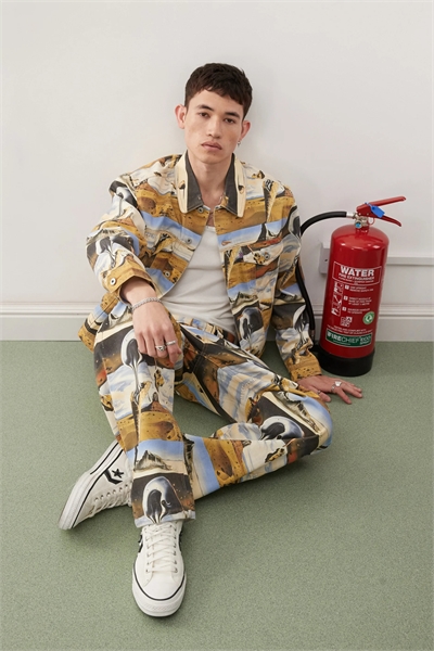 Джинсовая куртка-тракер с принтом по всей поверхности co-ord артикул 143727128