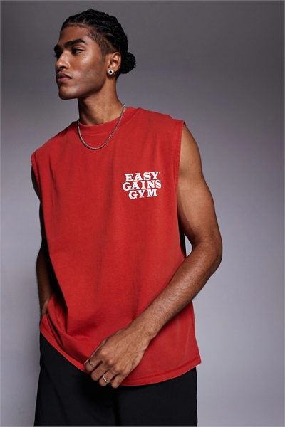 Хлопковая майка для тренировок свободного кроя с принтом на груди и технологией быстрого высыхания артикул 141637202