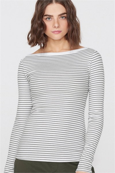 Топ с длинным рукавом и ребристой отделкой в стиле «боут» от Cot.rigata артикул 156299072