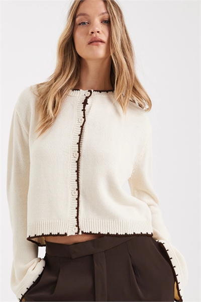 Кардиган с отстрочкой и рукавами с широкими манжетами артикул 151737894