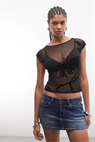 Топ из сетчатой ткани с орхидеями Nova артикул 156152589