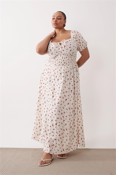 Пляжное платье макси с рукавами-буф и завязками спереди артикул 153330005