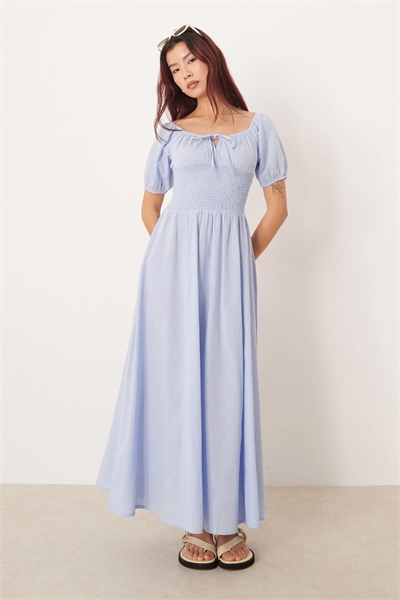 Пляжное платье макси с рукавами-буф и завязками спереди от Esmee артикул 153329398