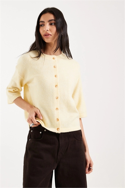 Вязаный кардиган свободного кроя с короткими рукавами артикул 154236630