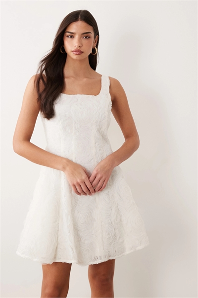 Мини-платье с 3D-цветочным принтом и откидными вставками артикул 154692048