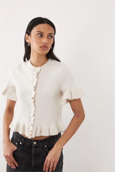 Кардиган с короткими рукавами и оборкой по низу артикул 154746546