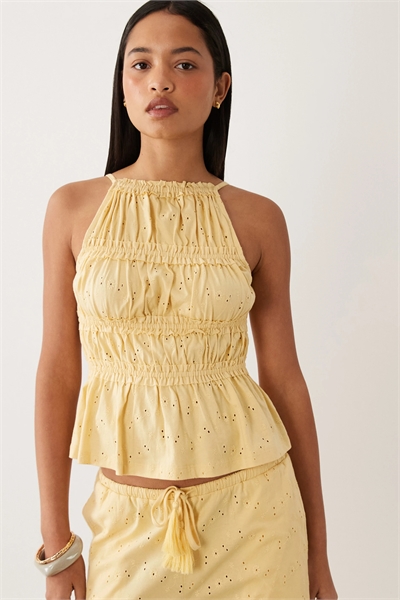 Жилет с бродерией и квадратным вырезом с рюшами артикул 153253542