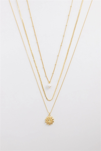 Многорядный ожерелье с жемчугом и ромашками артикул 153816929