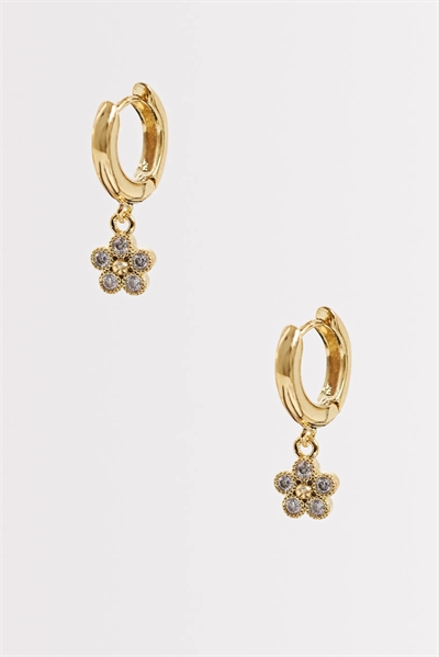 Серьги-кольца с подвесками в виде хрустальных цветов артикул 153816923