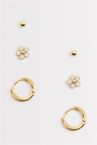 Набор из серьг «Хрустальный цветок» и «Микро-кольца» артикул 153816922