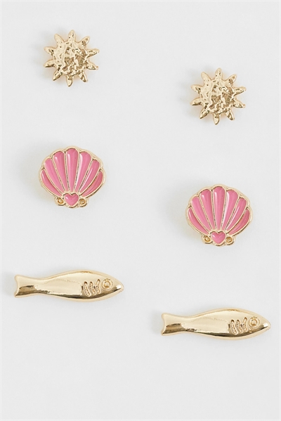 Набор сережек-гвоздиков с изображением морских обитателей артикул 155539210