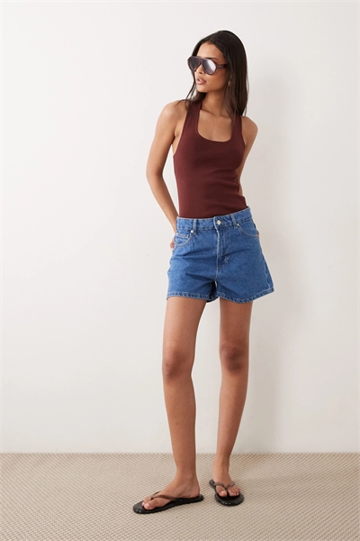 Джинсовые шорты с высокой талией артикул 155232827