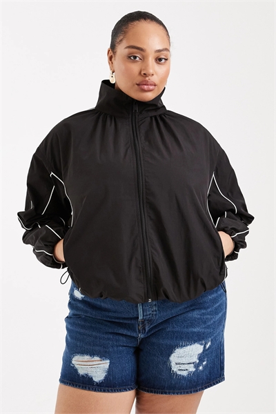 Спортивная куртка свободного кроя с расклешенным низом и окантовкой артикул 153024440