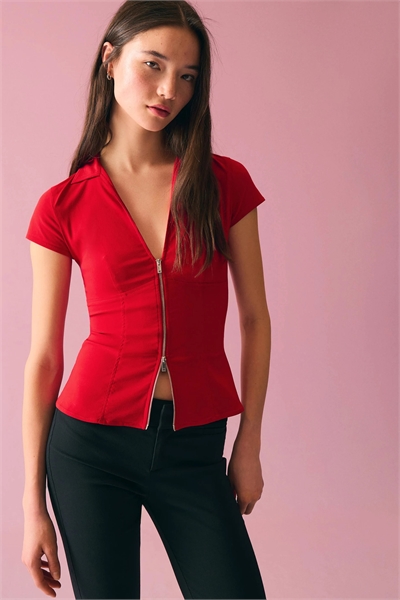 Рубашка с коротким рукавом и принтом, на молнии артикул 155940731