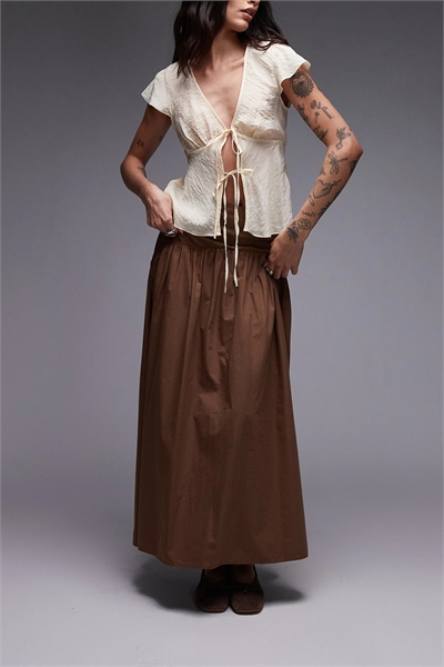 Макси-юбка с заниженной талией артикул 150597039