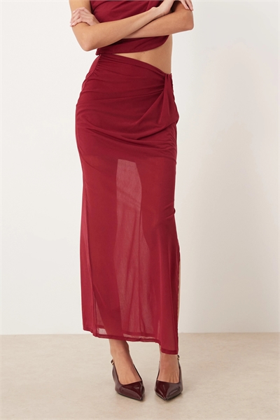 Макси-юбка из полупрозрачной сетки с закрученными деталями co-ord артикул 148859022