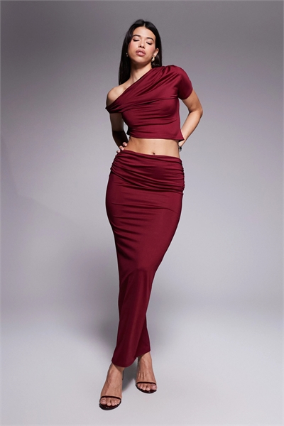 Эксклюзивная макси-юбка с двойной выкройкой, плавными складками и рюшами спереди co-ord артикул 149999943