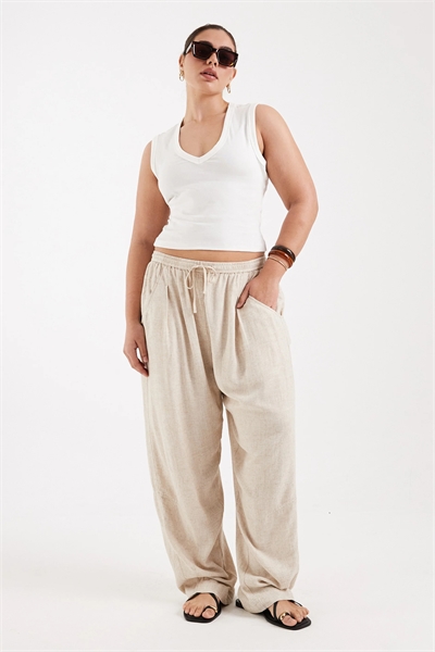 ASOS DESIGN Curve — брюки-универсалы из льняного твила с низкой посадкой артикул 154135563