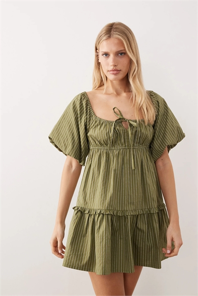 Полосатое мини-платье-сарафан артикул 153720180