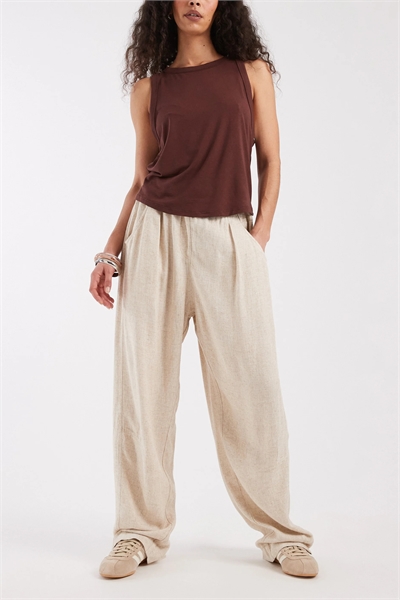 Брюки из льняного твила на резинке артикул 154135625