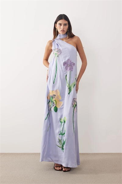 Макси-платье с одним плечом и вышивкой в ботаническом цветочном стиле артикул 150986156