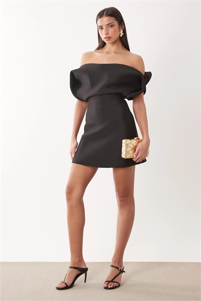 Мини-платье с вырезом «бардо» артикул 155444923