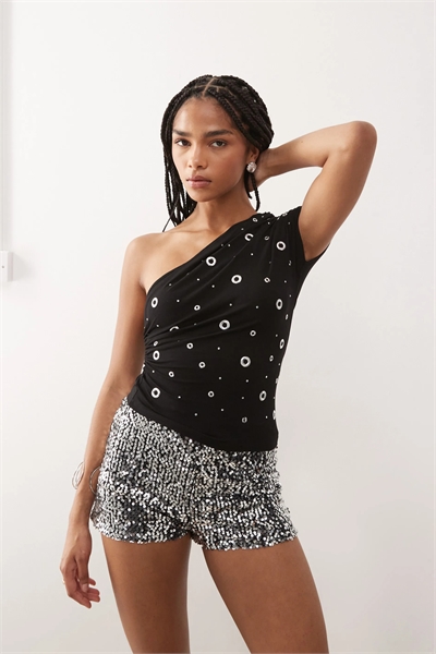 Топ с одним плечом и асимметричным вырезом артикул 151021473