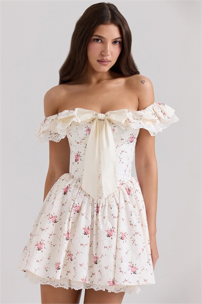 Мини-платье-корсет с открытыми плечами из эластичного хлопка Jaide артикул 149148442