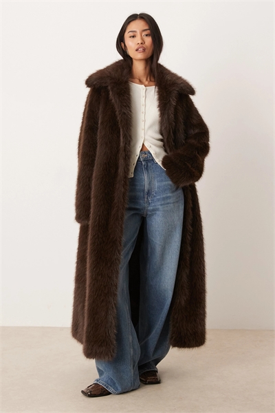 Макси-пальто из искусственного меха артикул 152934419